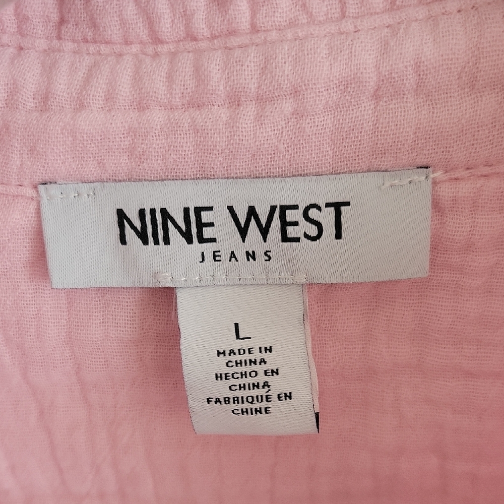 Nine West Lightweight Button Down Shirts in Light Blue and Pink - Picture 2 of 9